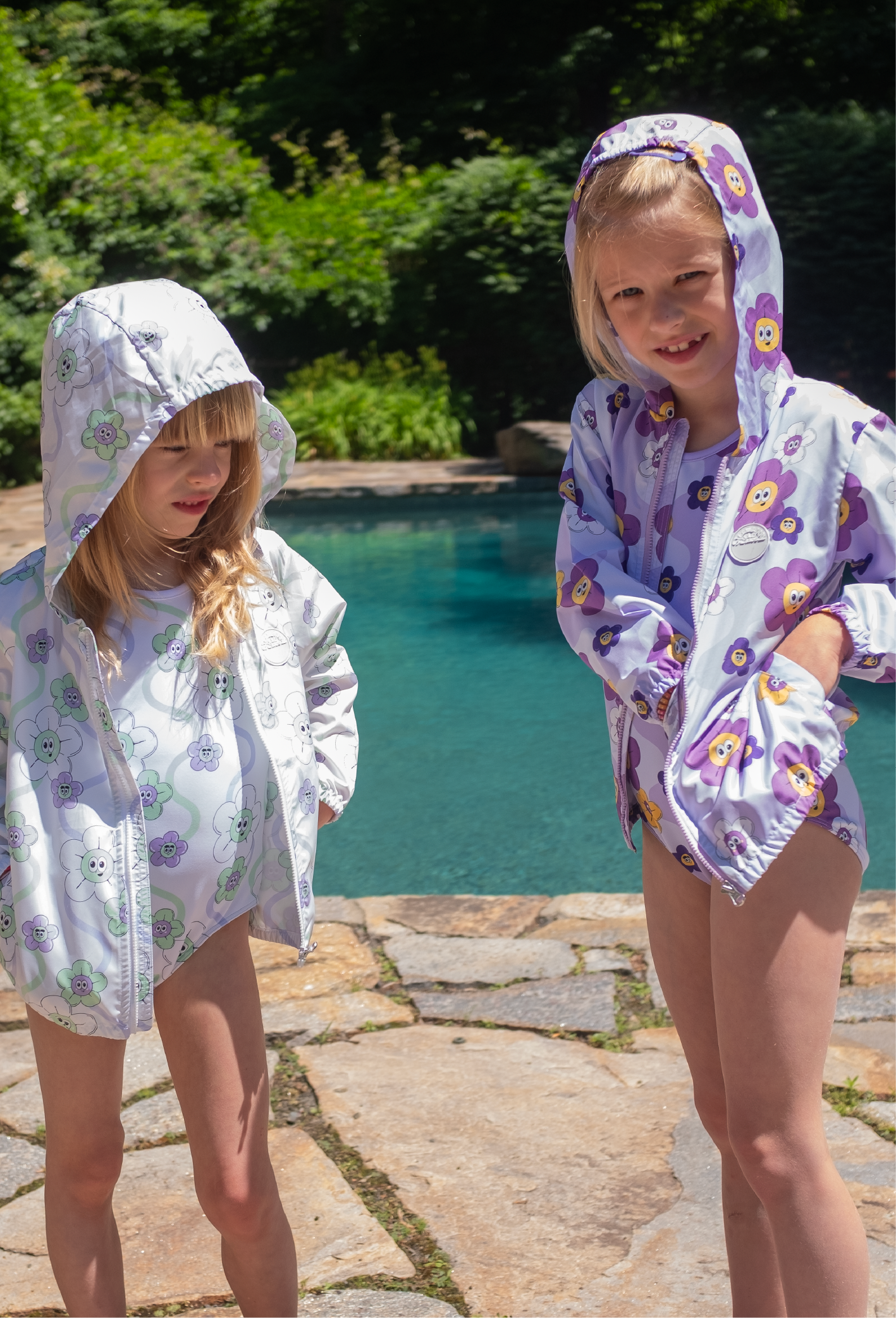 [10% OFF] FLOWER UV SWIMSUIT & WINDBREAKER (PURPLE)