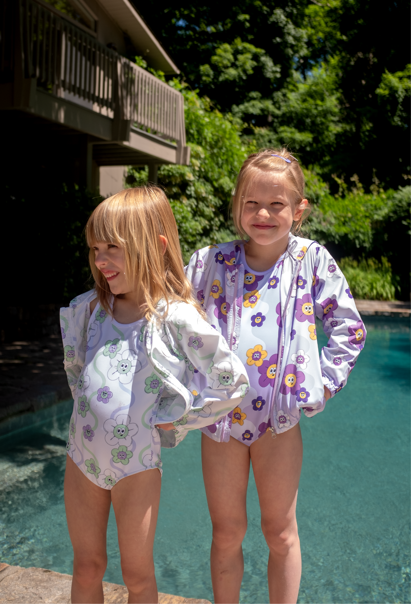 [10% OFF] FLOWER UV SWIMSUIT & WINDBREAKER (PURPLE)