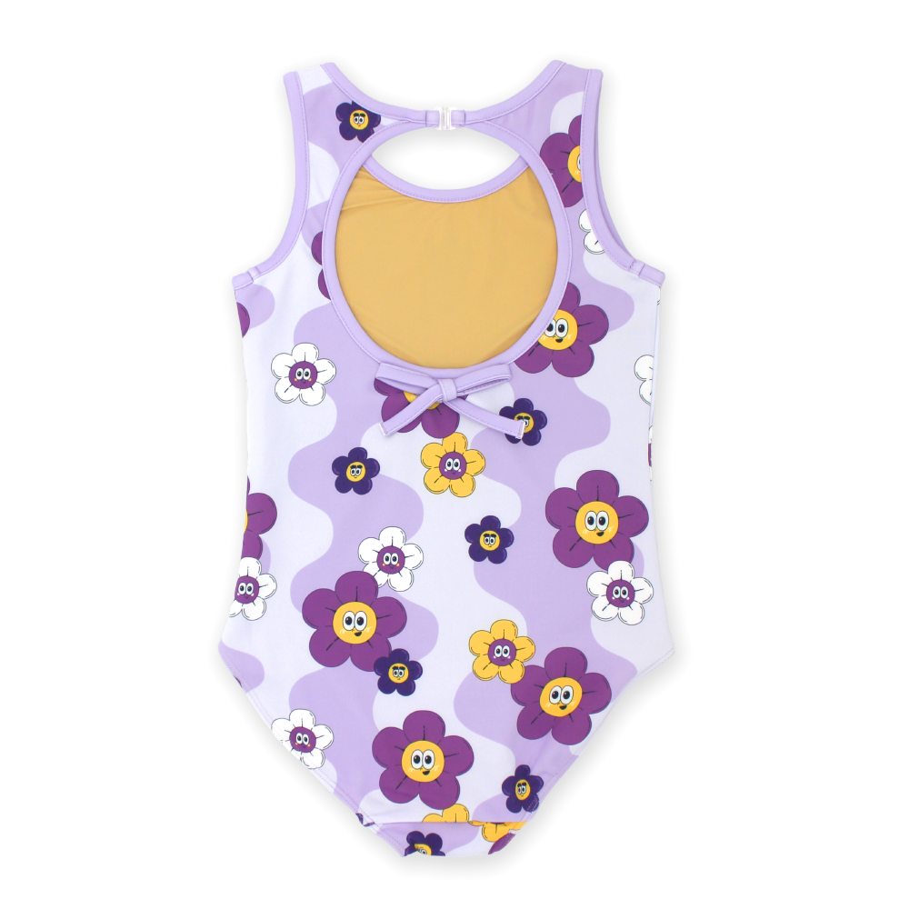 [10% OFF] FLOWER UV SWIMSUIT & WINDBREAKER (PURPLE)