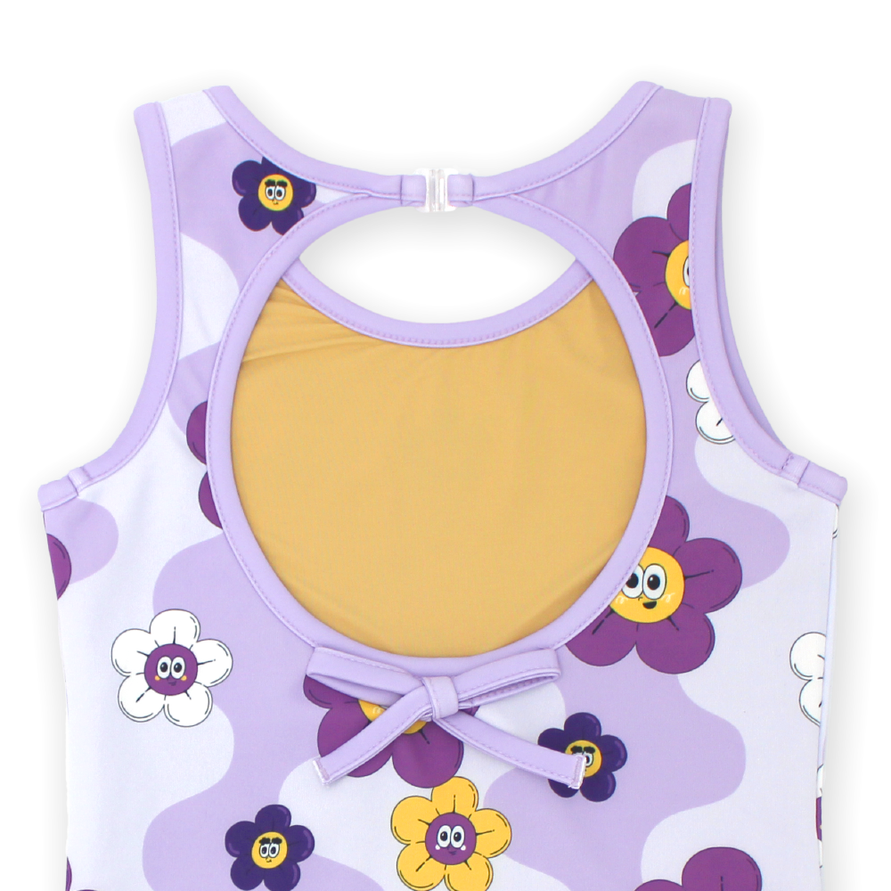 [10% OFF] FLOWER UV SWIMSUIT & WINDBREAKER (PURPLE)