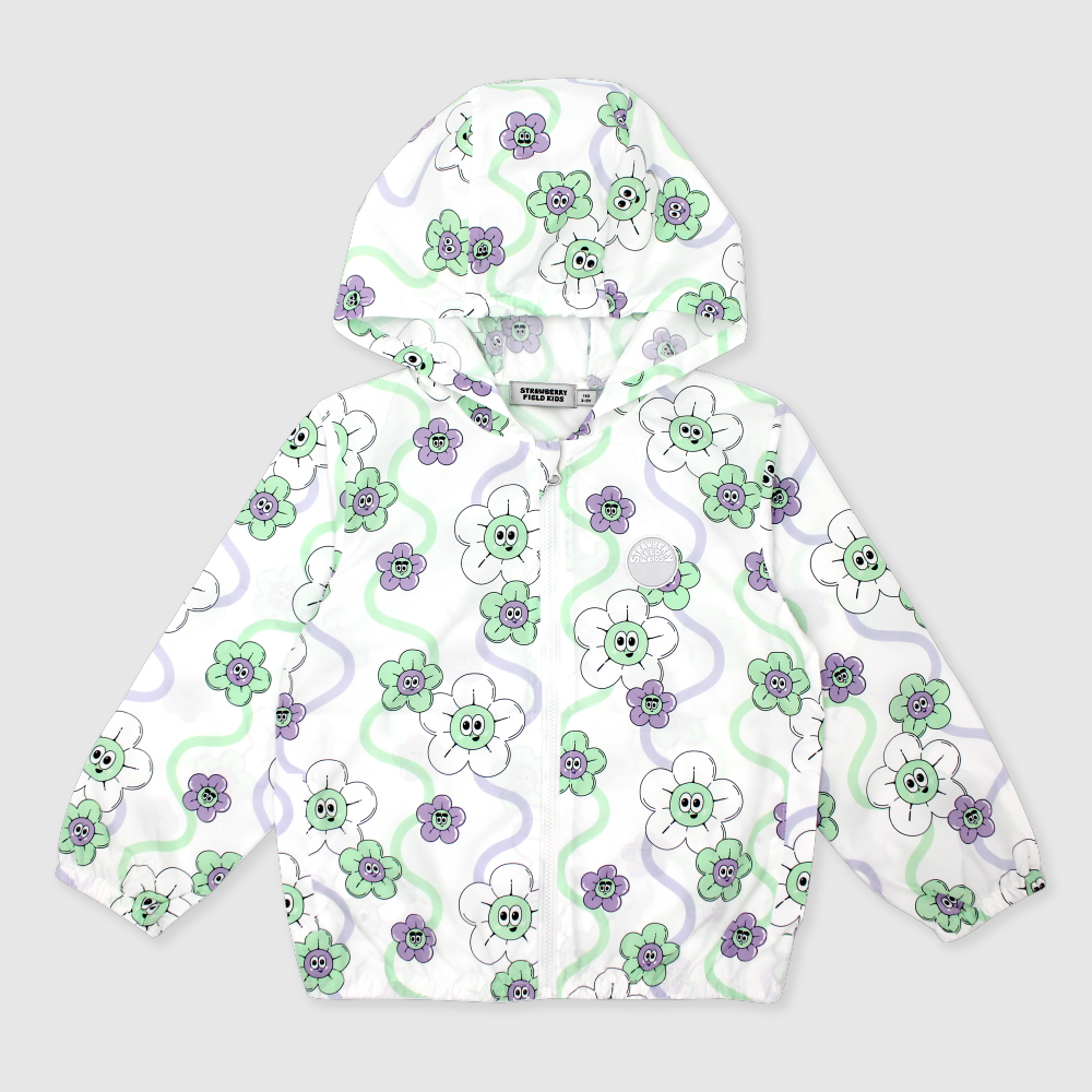 [10% OFF] FLOWER UV SWIMSUIT & WINDBREAKER SET (WHITE)