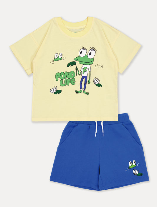 [10% OFF] FROG SHORT SLEEVE T-SHIRT & SWEATSHORTS SET