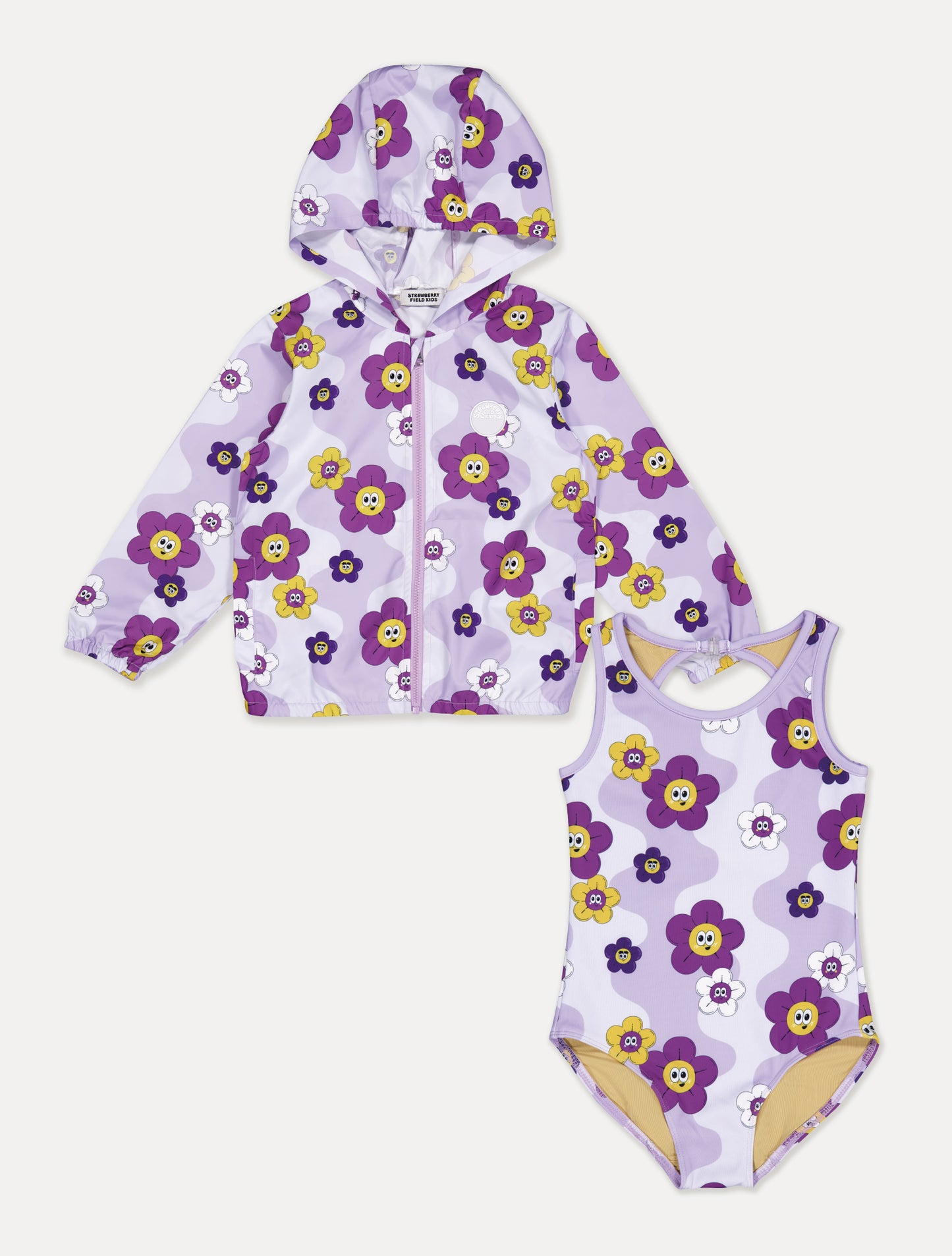 [10% OFF] FLOWER UV SWIMSUIT & WINDBREAKER (PURPLE)